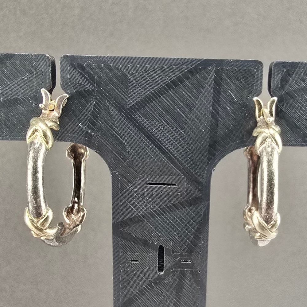 Vintage FAS Hoop Earrings Silver Sterling Knot Textured Small 0.75in